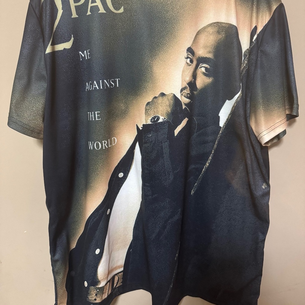 Custom Tupac 2Pac Shakur Graphic Print Me Against the World Album Cover Shirt 2x